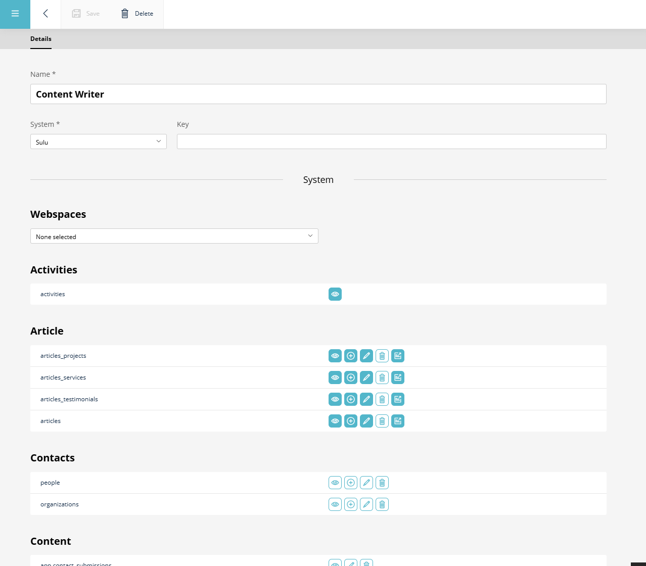 Editing a roles permissions