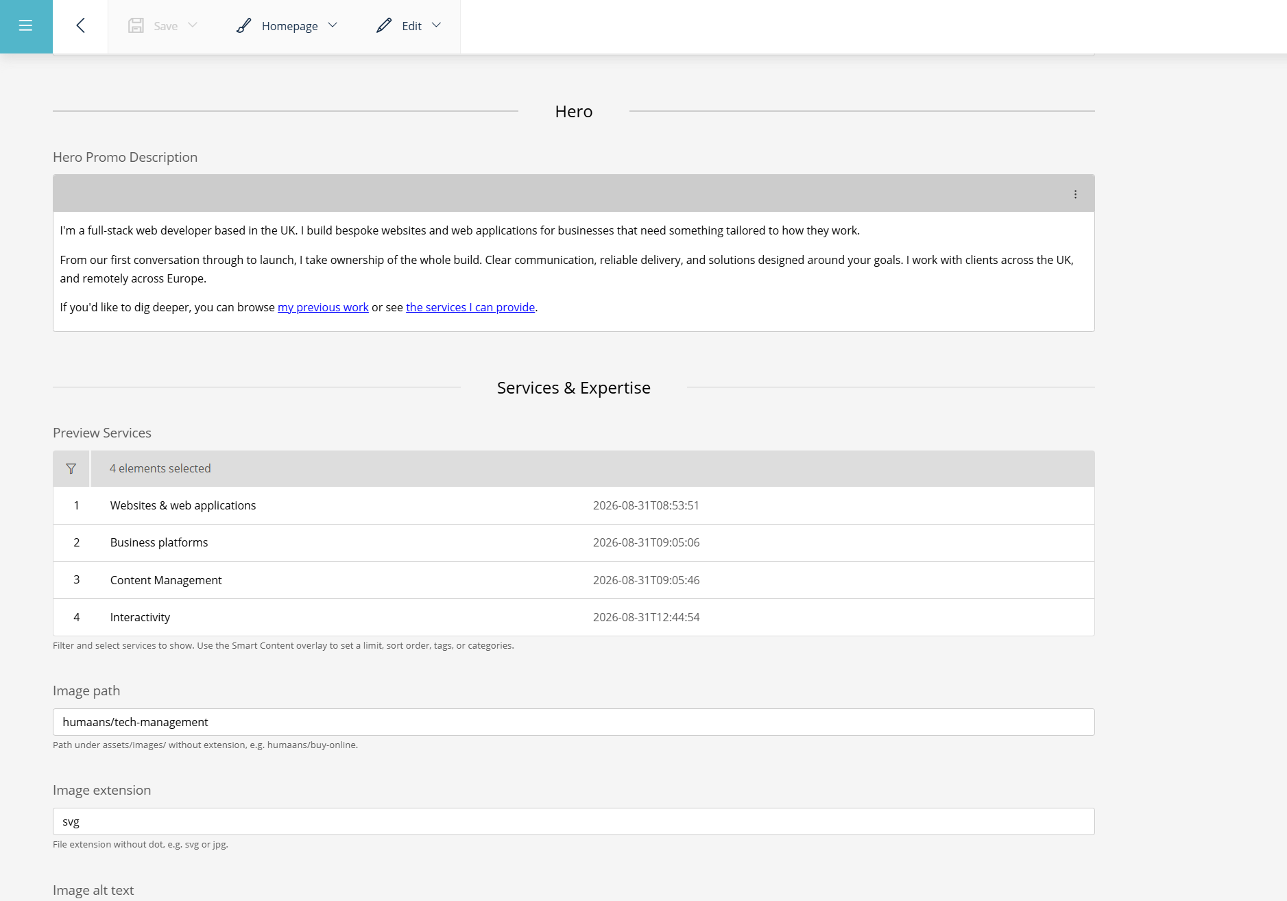 Homepage Example 1